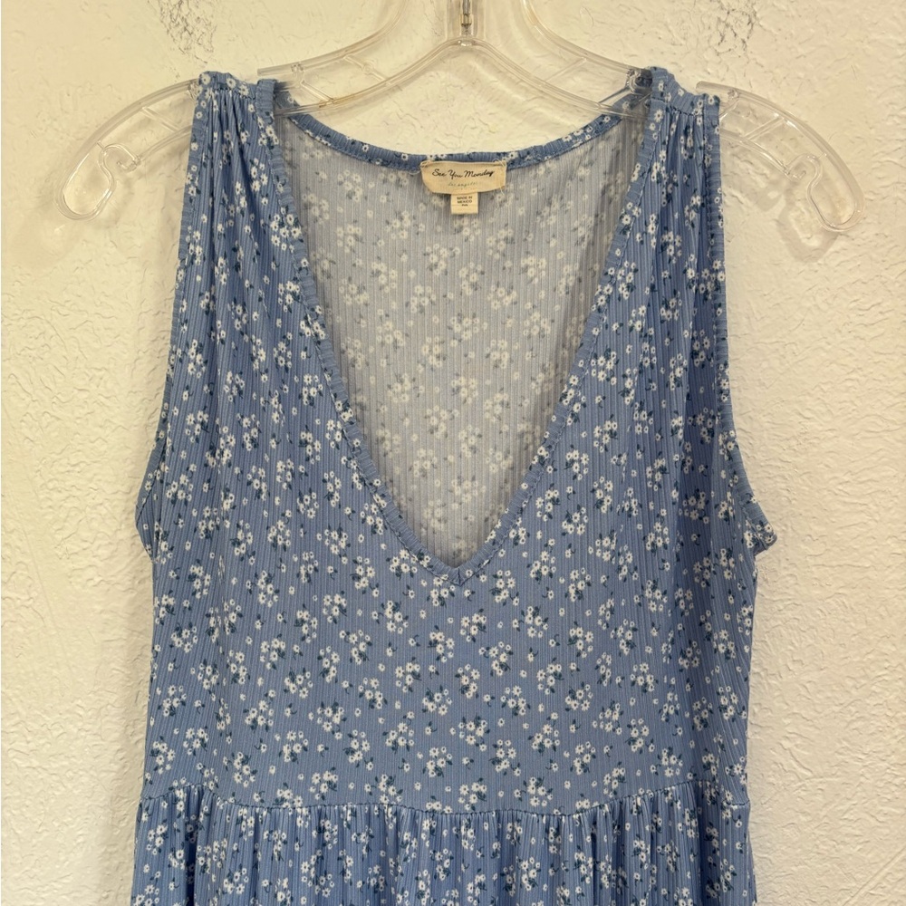 See You Monday Blue Floral Tiered Maxi Dress - Picture 2 of 7